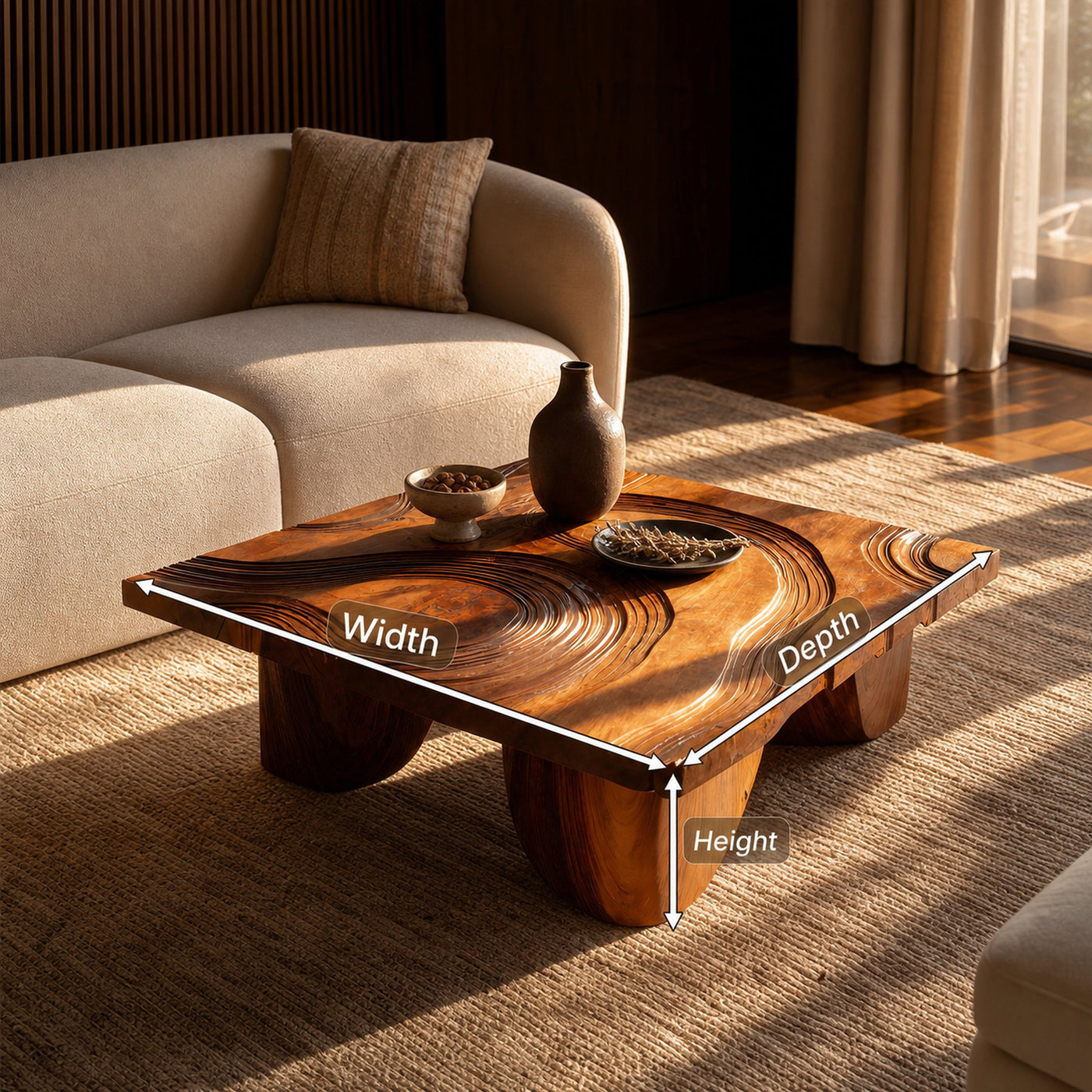 Farmhouse Solid Wood Live Edge Coffee Table For Living Room - product view 8