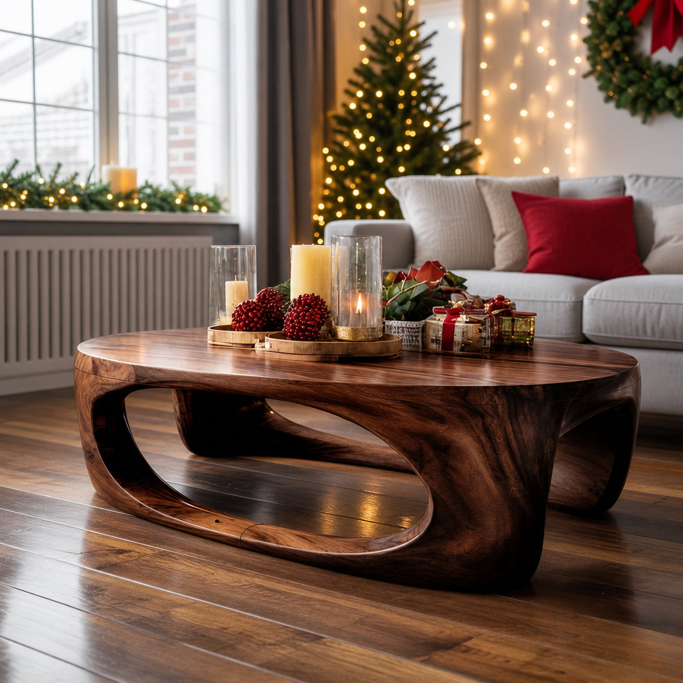 Farmhouse Solid Wood Low Coffee Table For Cozy Holiday Furniture - product view 7