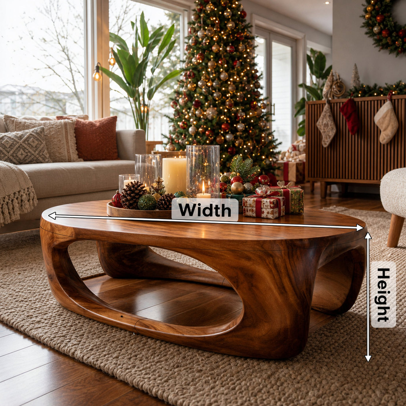Farmhouse Solid Wood Low Coffee Table For Cozy Holiday Furniture - product view 8