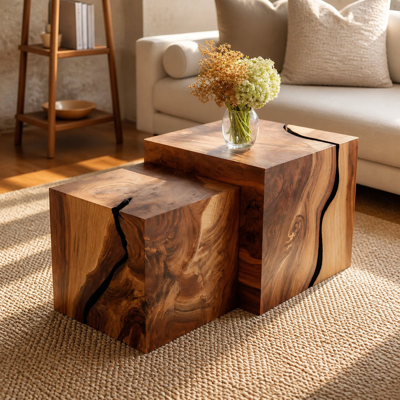 Farmhouse Solid Wood Square Coffee Table For Living Room