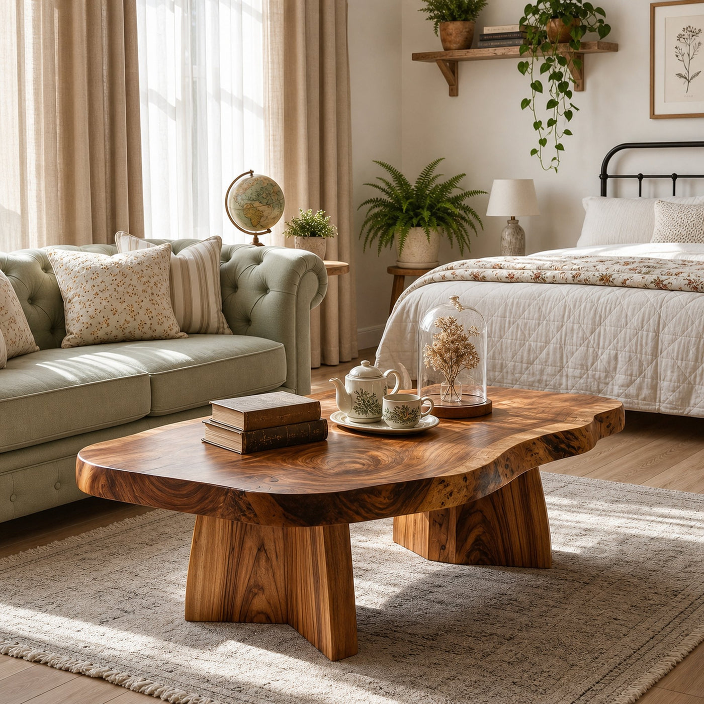 Farmhouse Wood Coffee Table For Bedroom Lounge