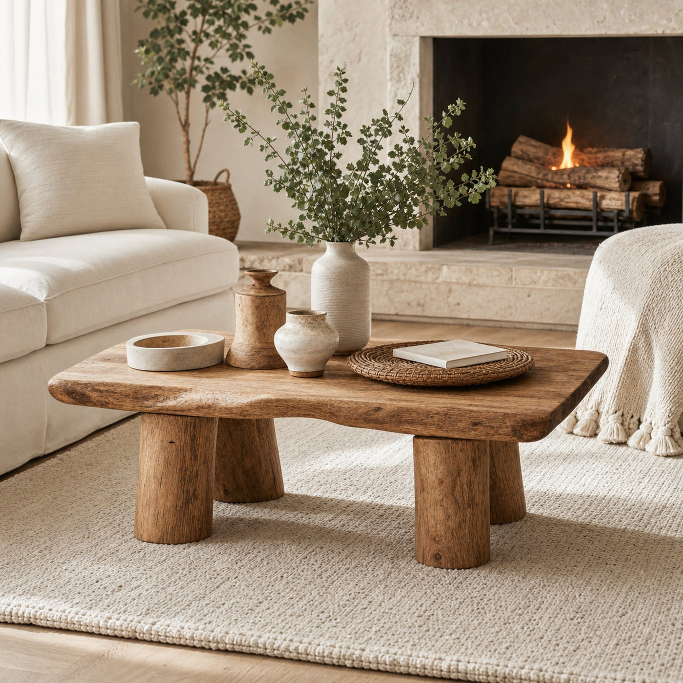 Farmhouse Wood Coffee Table For Living Room