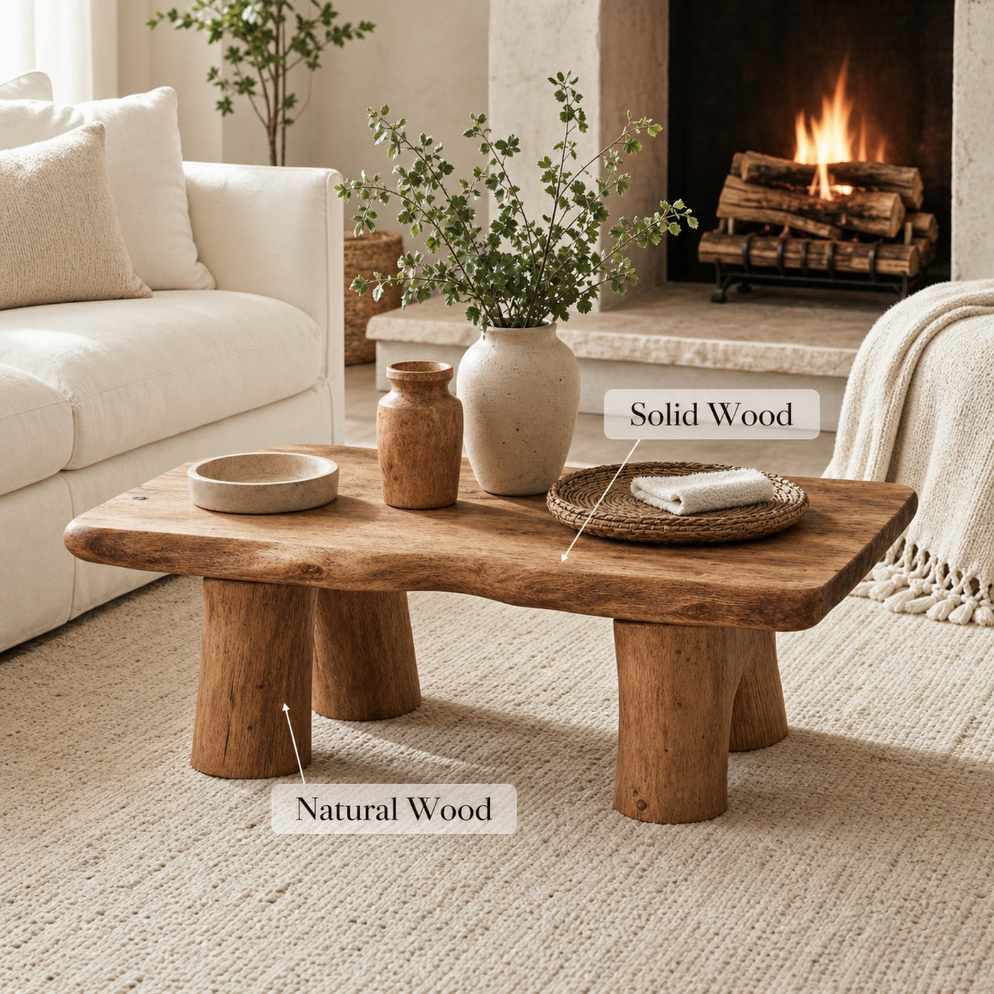 Farmhouse Wood Coffee Table For Living Room - product view 6
