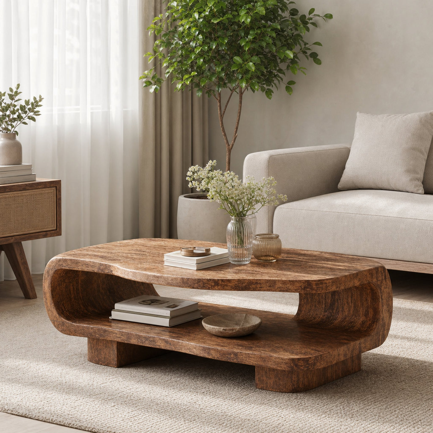 Farmhouse Wooden Coffee Table For Entryway Accent