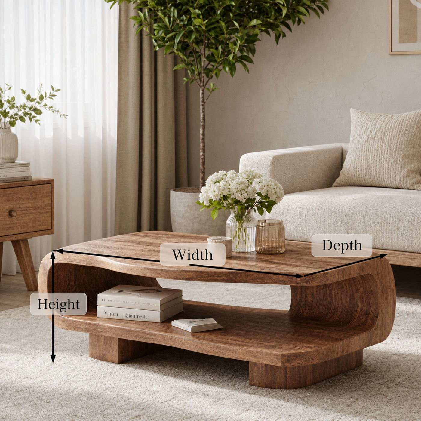 Farmhouse Wooden Coffee Table For Entryway Accent - product view 6