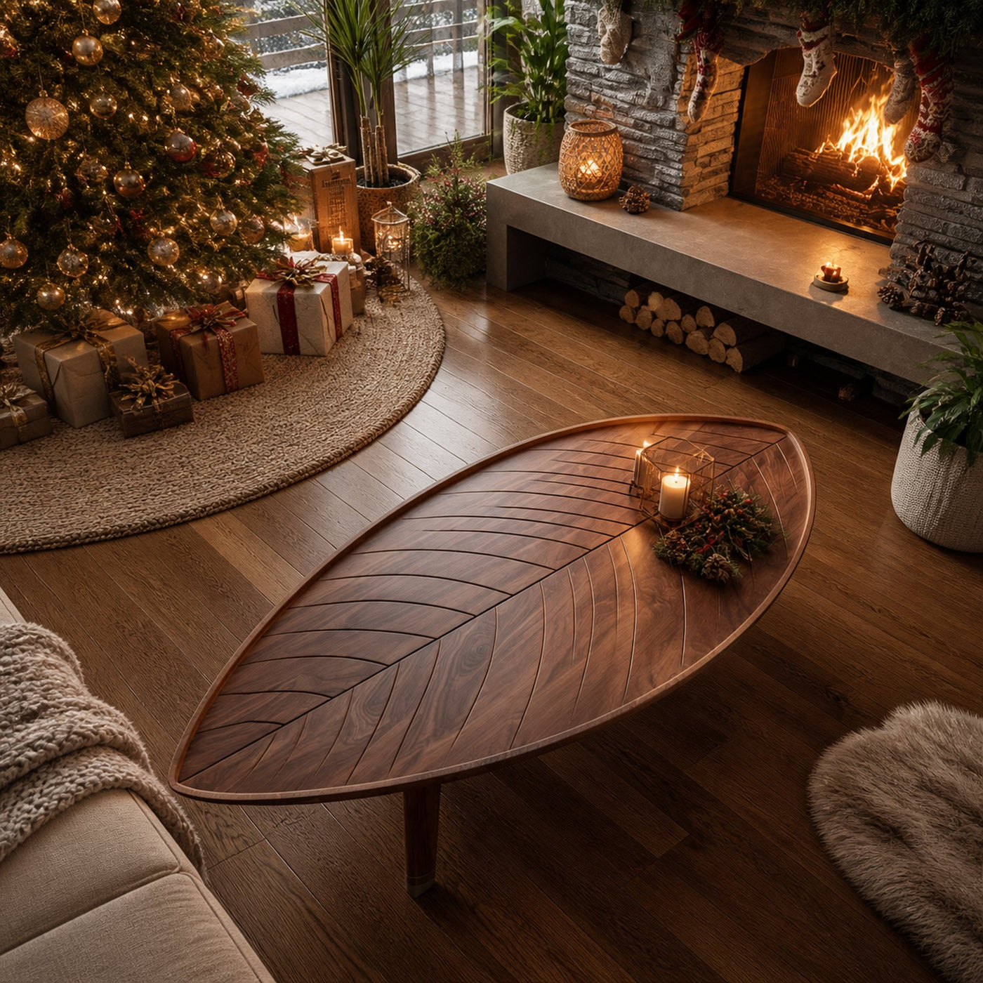 Farmhouse Wooden Coffee Table For Living Room Christmas Furniture