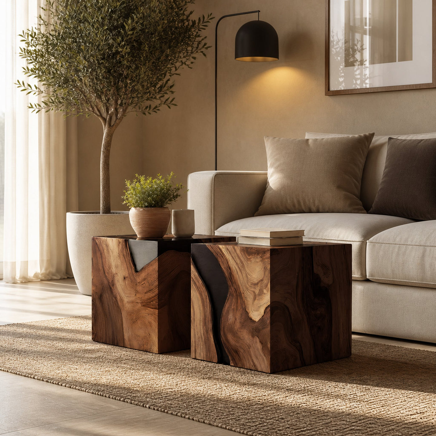 Farmhouse Wooden Cube Coffee Table For Farmhouse Living Room - product view 7