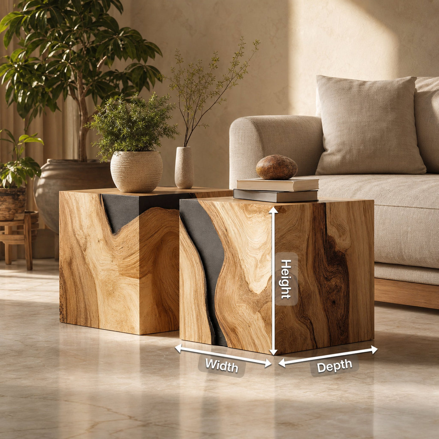 Farmhouse Wooden Cube Coffee Table For Farmhouse Living Room - product view 8