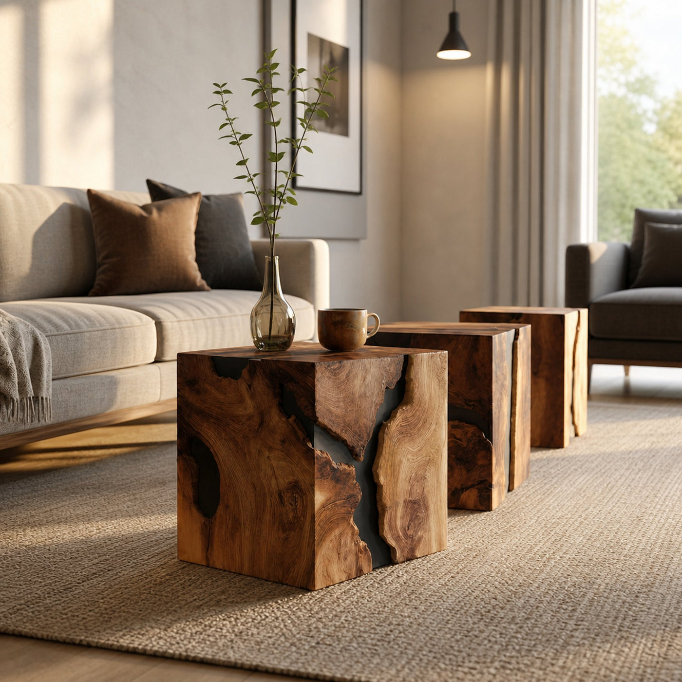 Farmhouse Wooden Cube Table For Modern Furniture Design - product view 6