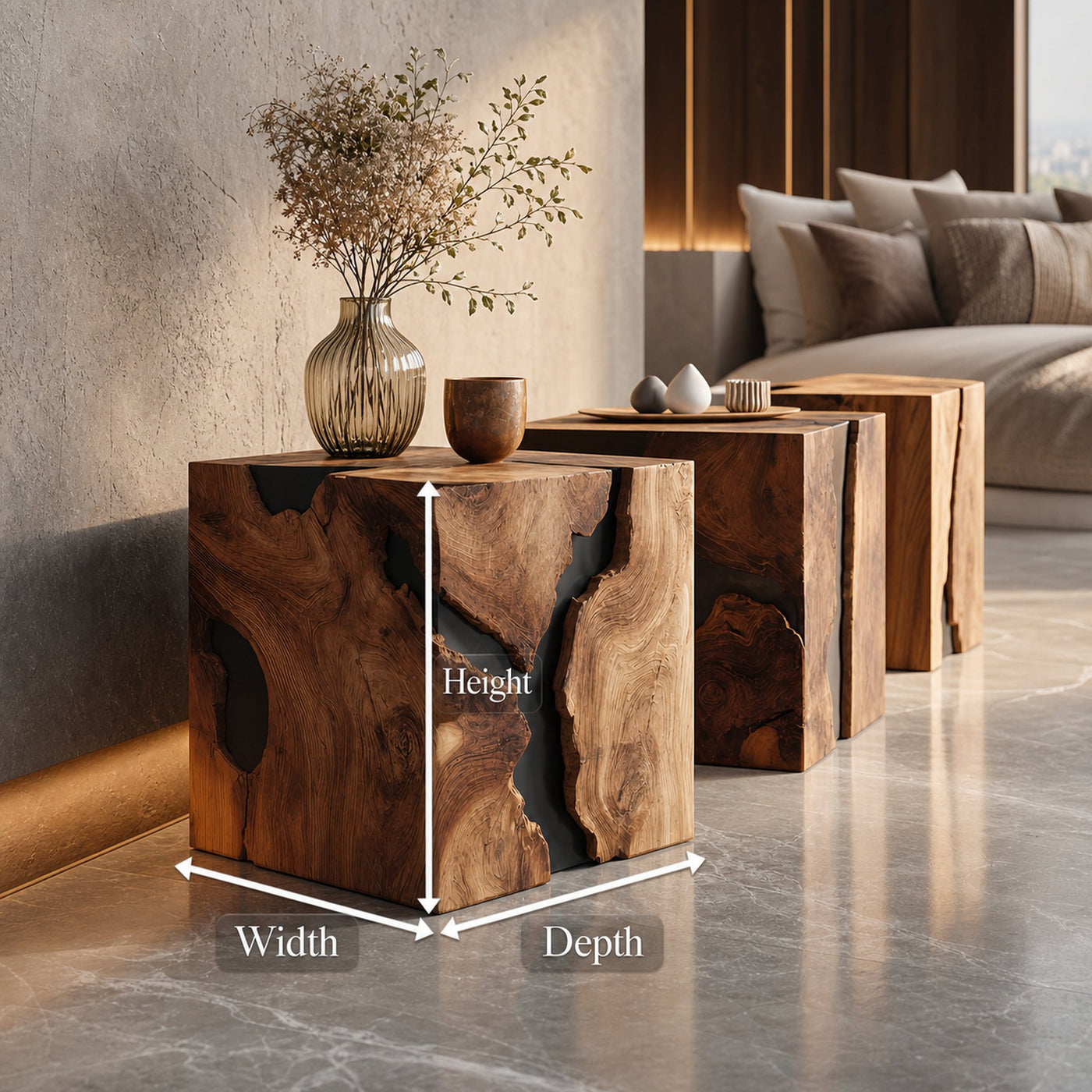 Farmhouse Wooden Cube Table For Modern Furniture Design - product view 8