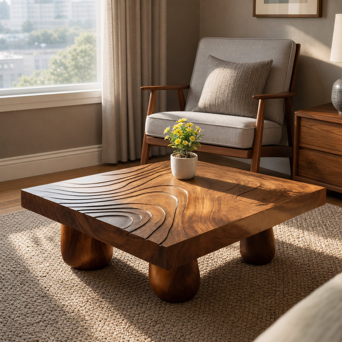 Farmhouse Wooden Live Edge Coffee Table For Entryway Design - product view 6