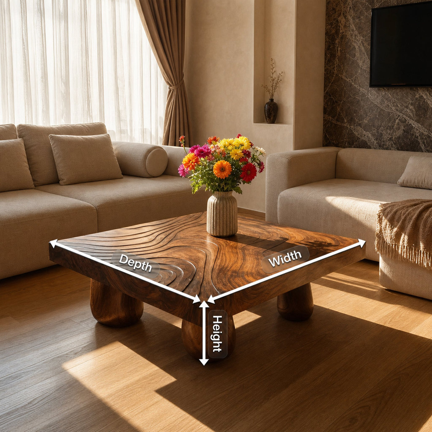 Farmhouse Wooden Live Edge Coffee Table For Entryway Design - product view 8