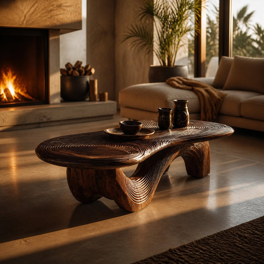 Farmhouse Wooden Live Edge Coffee Table For Furniture Decor