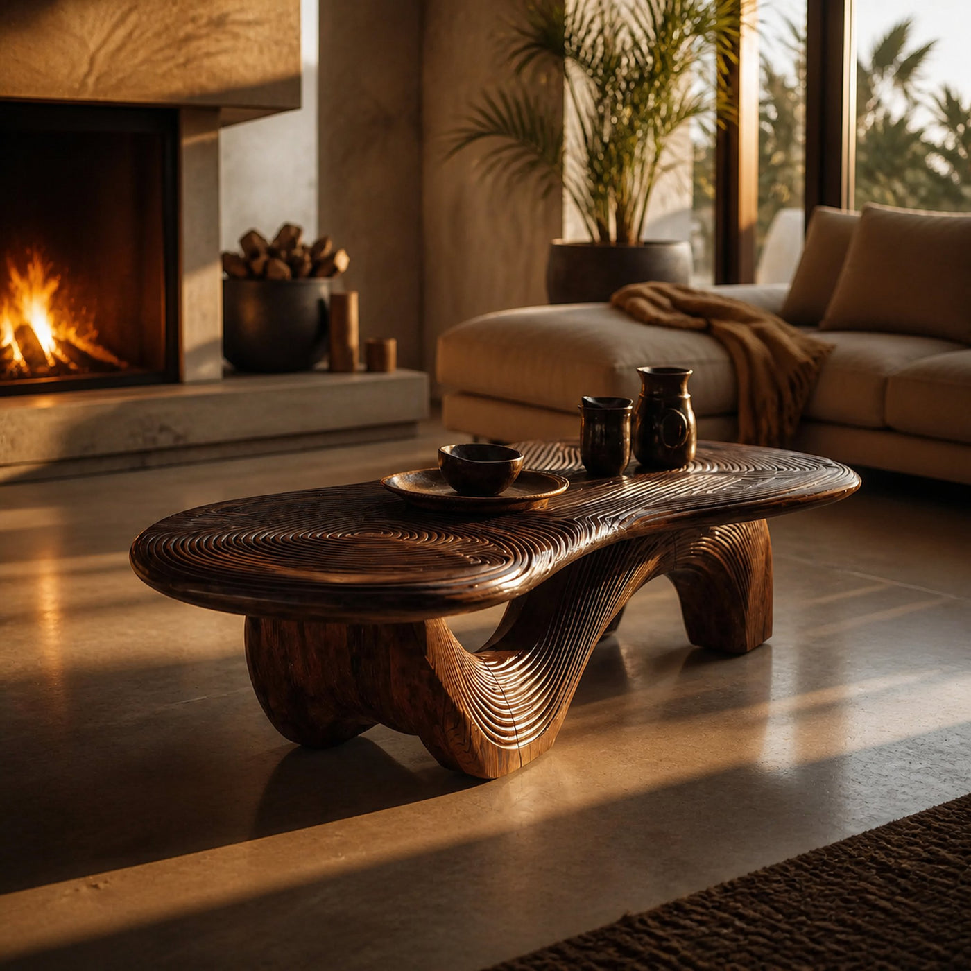 Farmhouse Wooden Live Edge Coffee Table For Furniture Decor