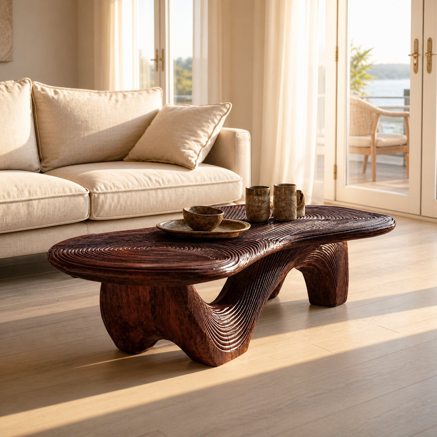 Farmhouse Wooden Live Edge Coffee Table For Furniture Decor - product view 6