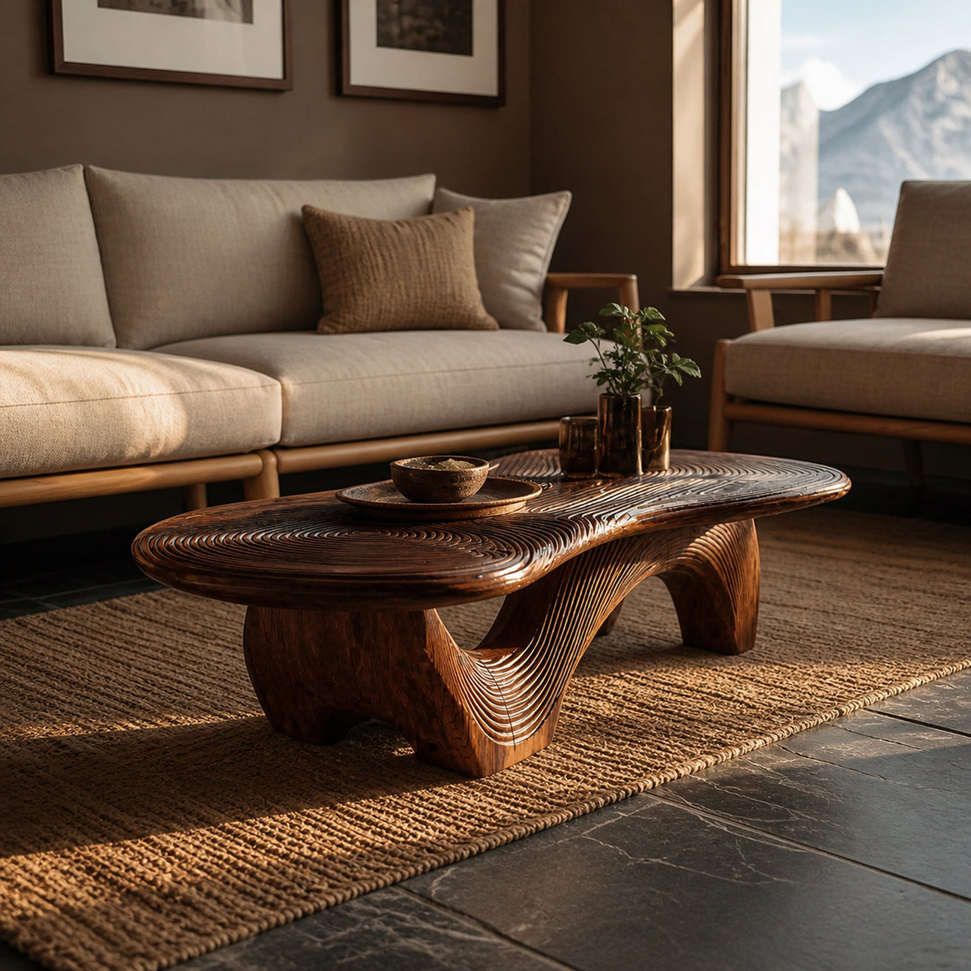 Farmhouse Wooden Live Edge Coffee Table For Furniture Decor - product view 7