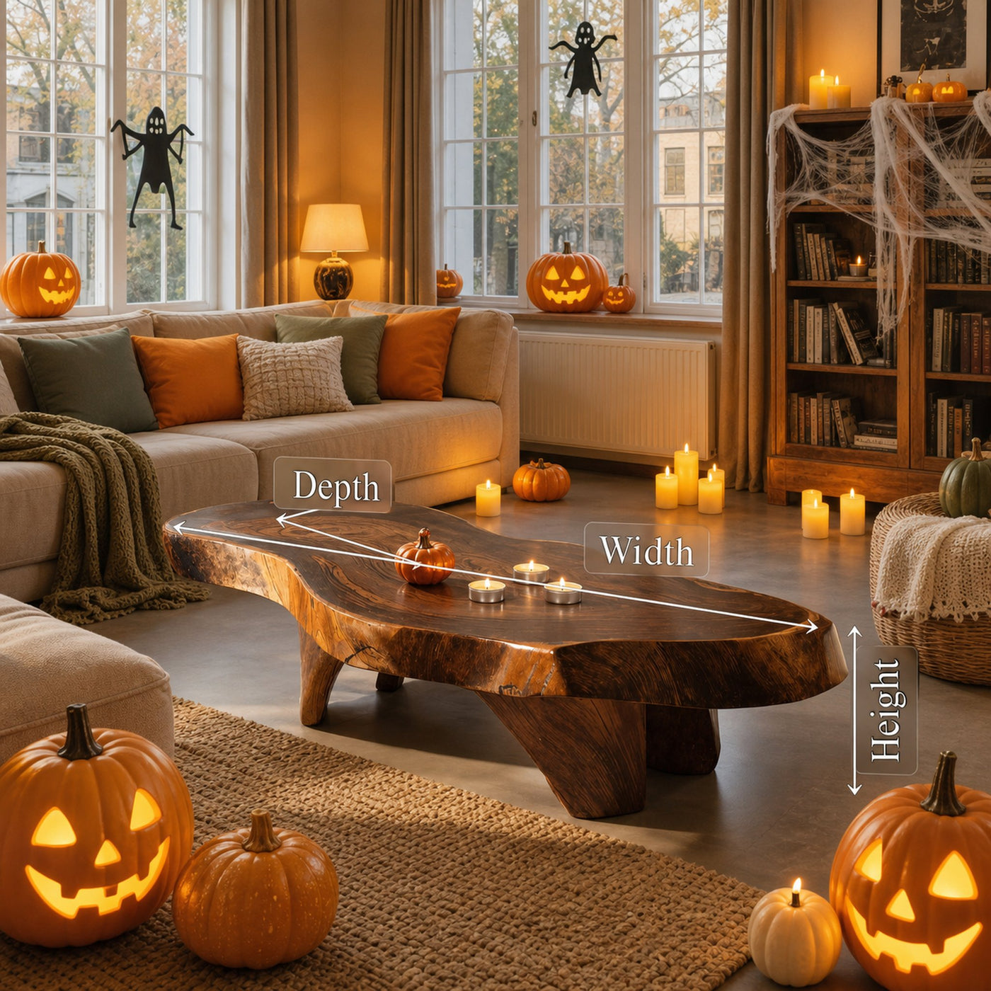 Farmhouse Wooden Live Edge Coffee Table For Furniture Decor Halloween Decor - product view 6