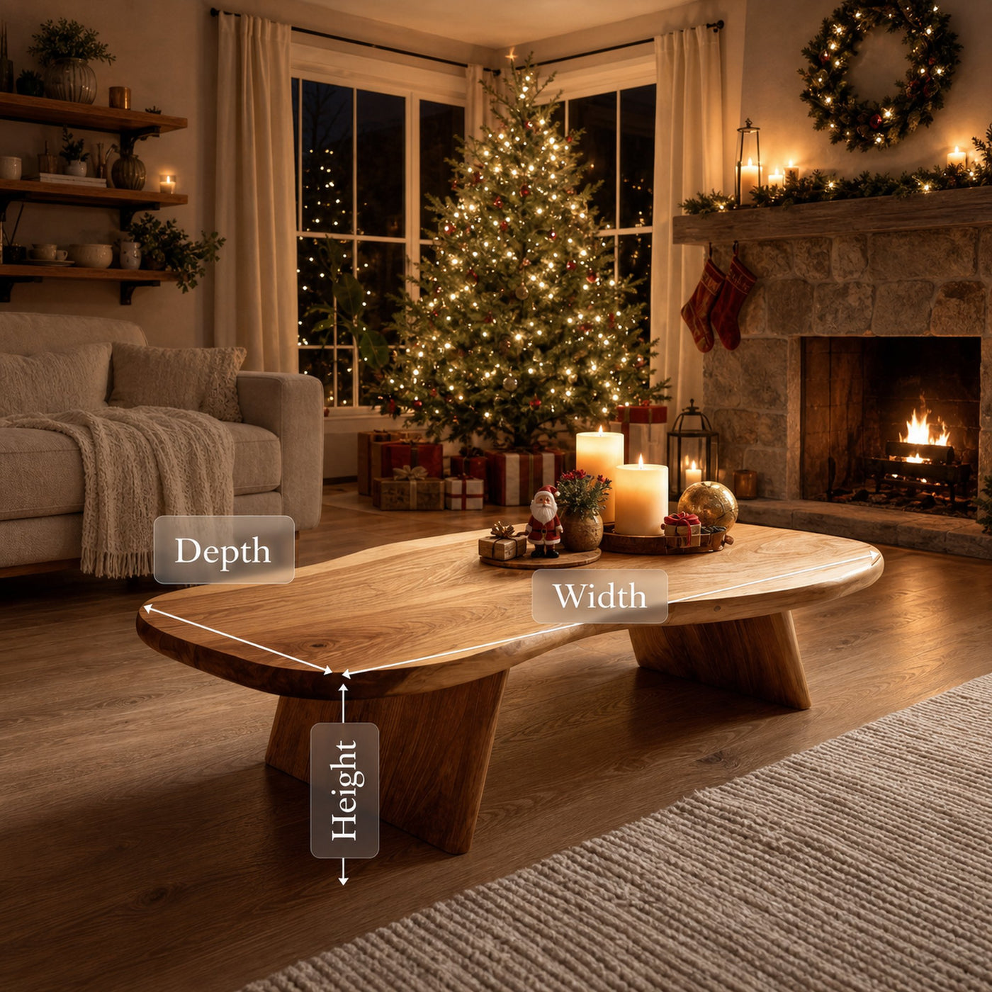 Farmhouse Wooden Live Edge Coffee Table For Holiday Home Decor - product view 7