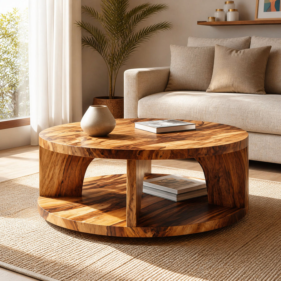 Farmhouse Wooden Live Edge Coffee Table For Living Room Entryway Design