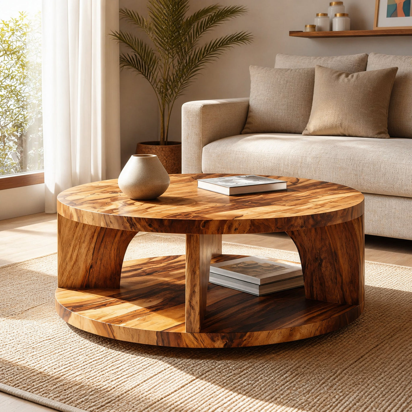 Farmhouse Wooden Live Edge Coffee Table For Living Room Entryway Design