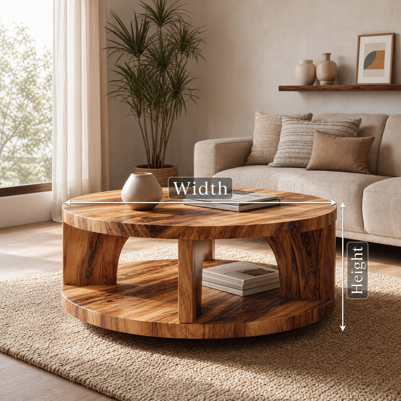 Farmhouse Wooden Live Edge Coffee Table For Living Room Entryway Design - product view 6