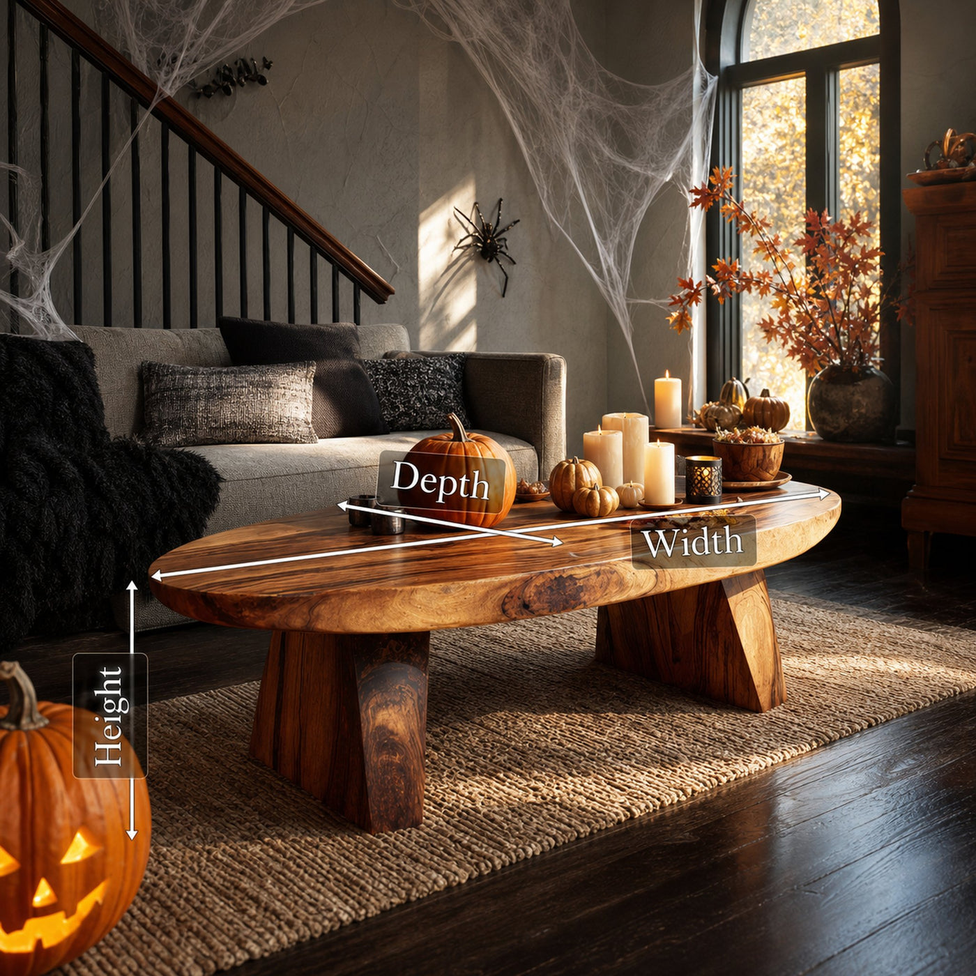 Farmhouse Wooden Live Edge Coffee Table Furniture Decor Witchy Touch - product view 6