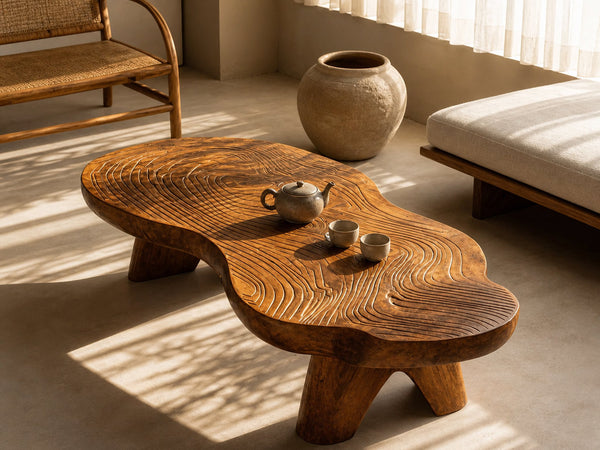 Farmhouse Wooden Live Edge Table For Living Room Decor
