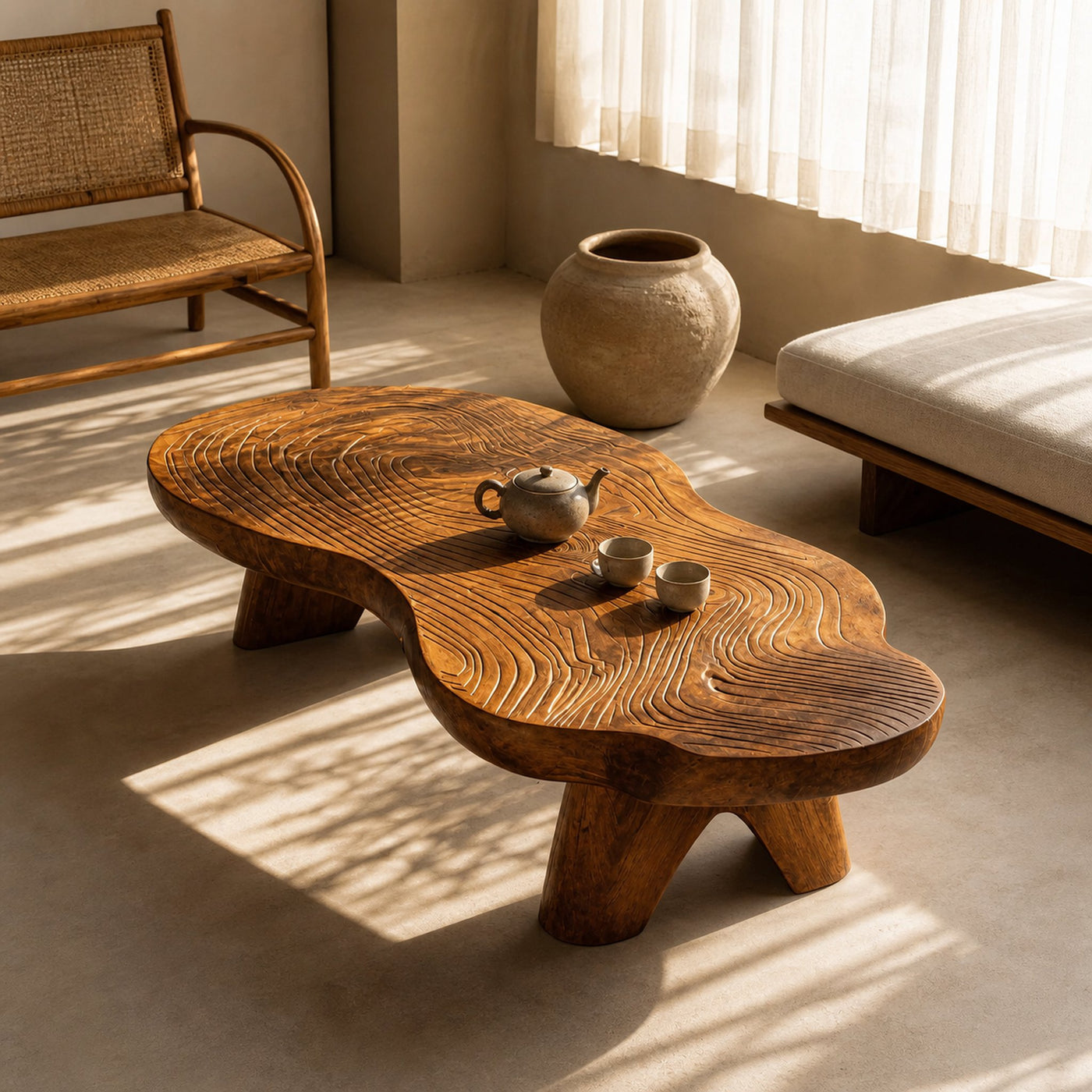 Farmhouse Wooden Live Edge Table For Living Room Decor