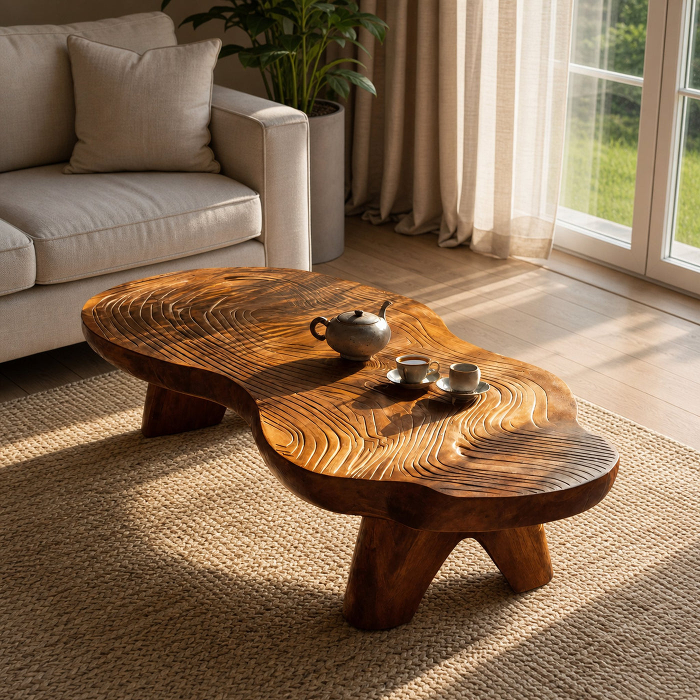 Farmhouse Wooden Live Edge Table For Living Room Decor - product view 6