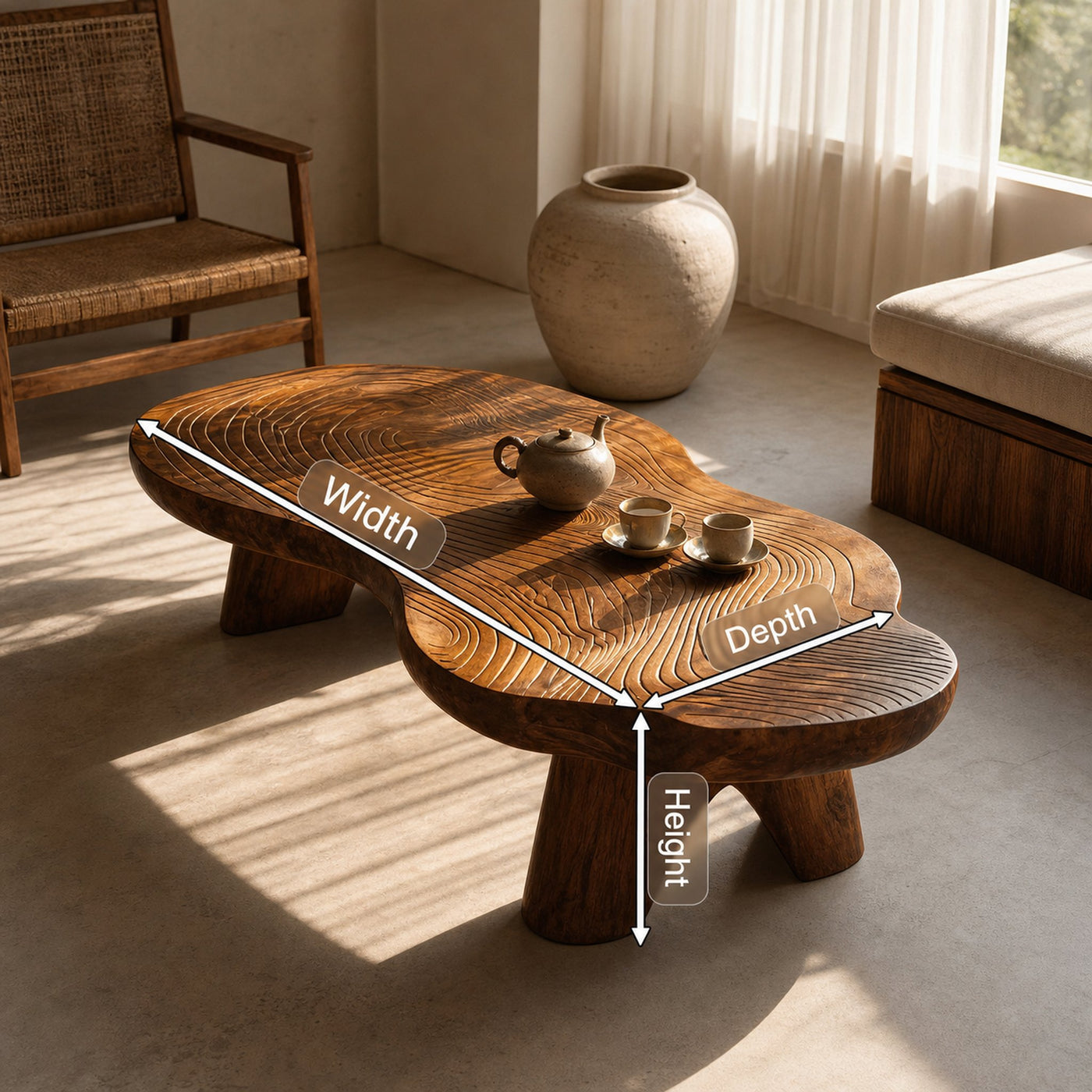 Farmhouse Wooden Live Edge Table For Living Room Decor - product view 8