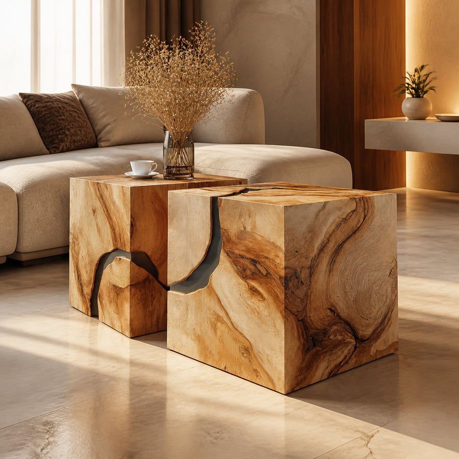 Farmhouse Wooden Square Coffee Table For Cozy Interiors