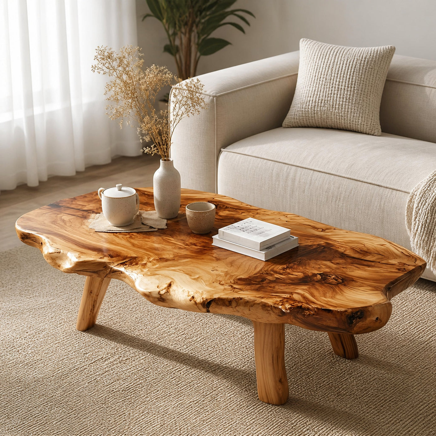 Functional Vintage Natural Wood Coffee Table For Stylish Living Rooms