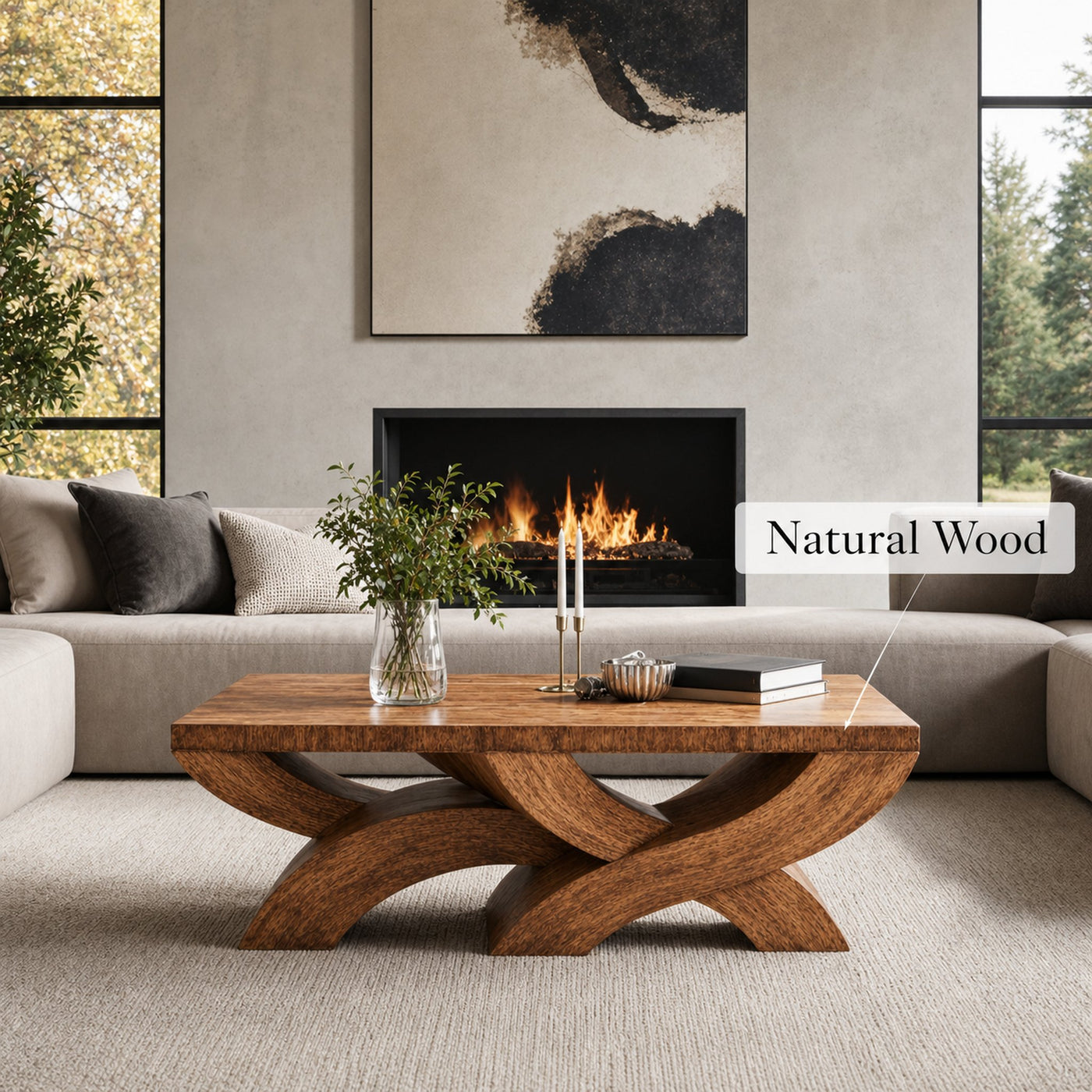 Handcrafted Coffee Table For Warm Wood Ambience - product view 6