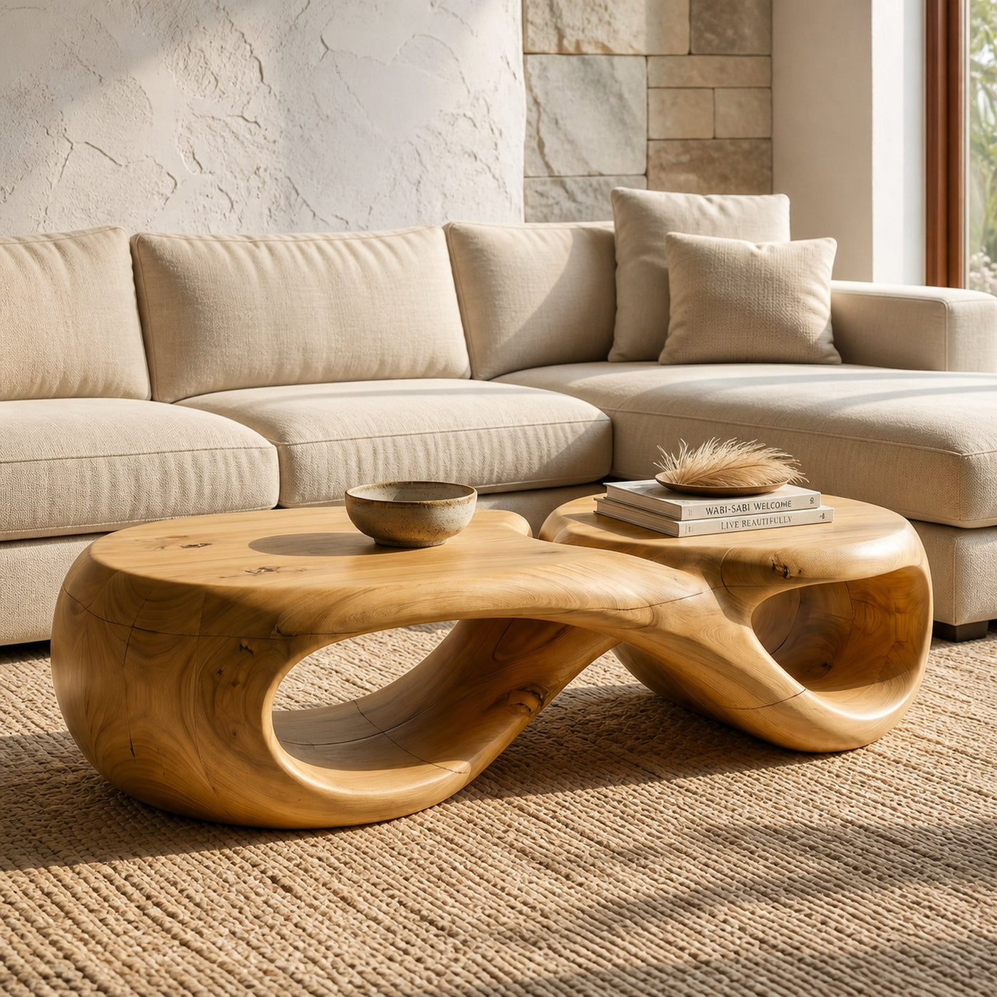Handcrafted Coffee Table With Sculptural Curved Design For Living Room - product view 5