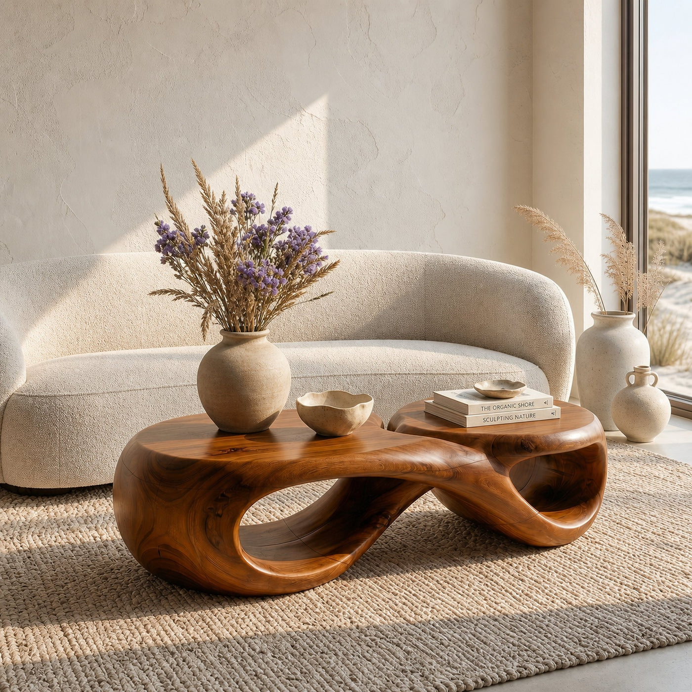 Handcrafted Coffee Table With Sculptural Curved Design For Living Room - product view 6