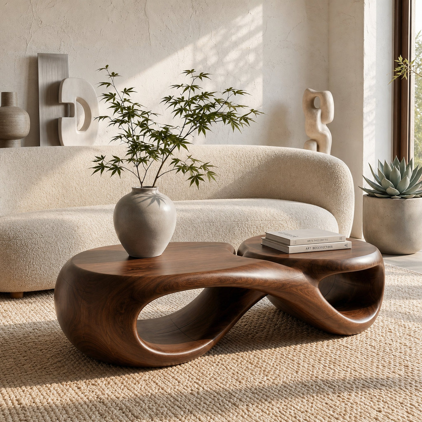 Handcrafted Coffee Table With Sculptural Curved Design For Living Room - product view 7