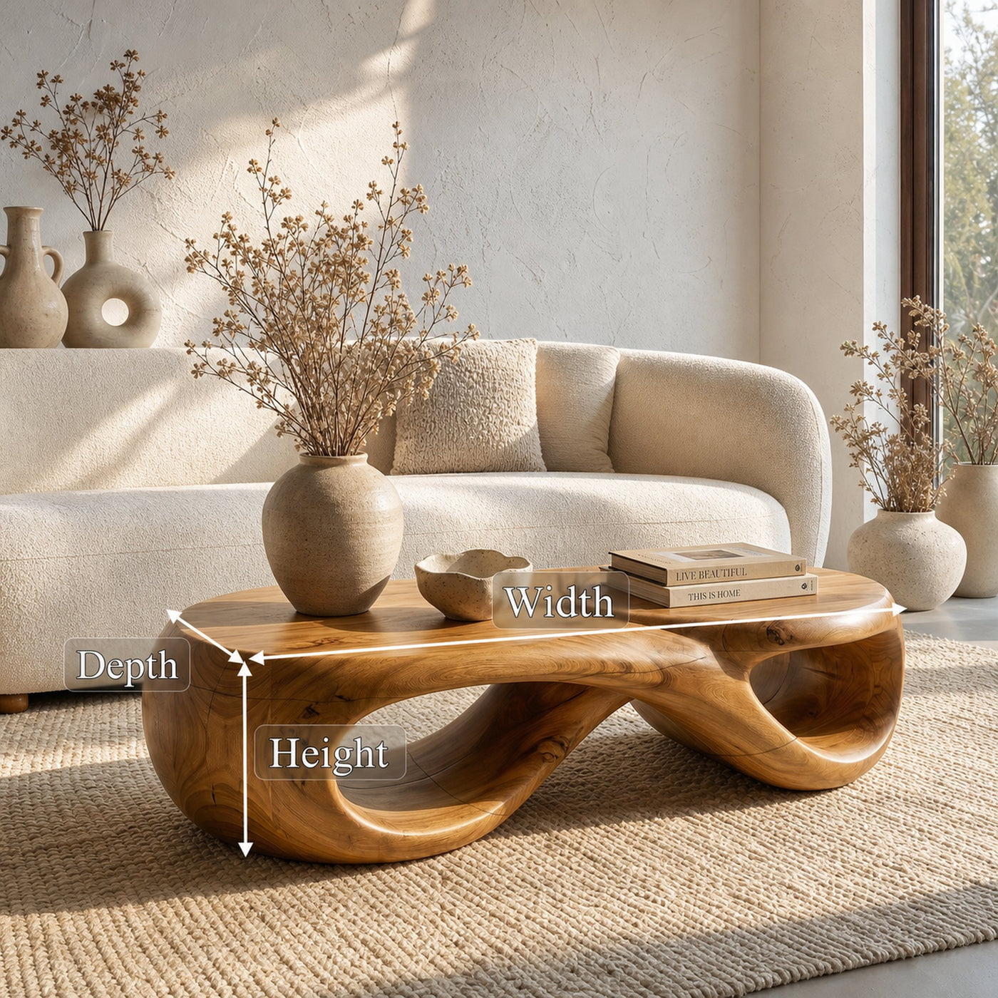 Handcrafted Coffee Table With Sculptural Curved Design For Living Room - product view 8