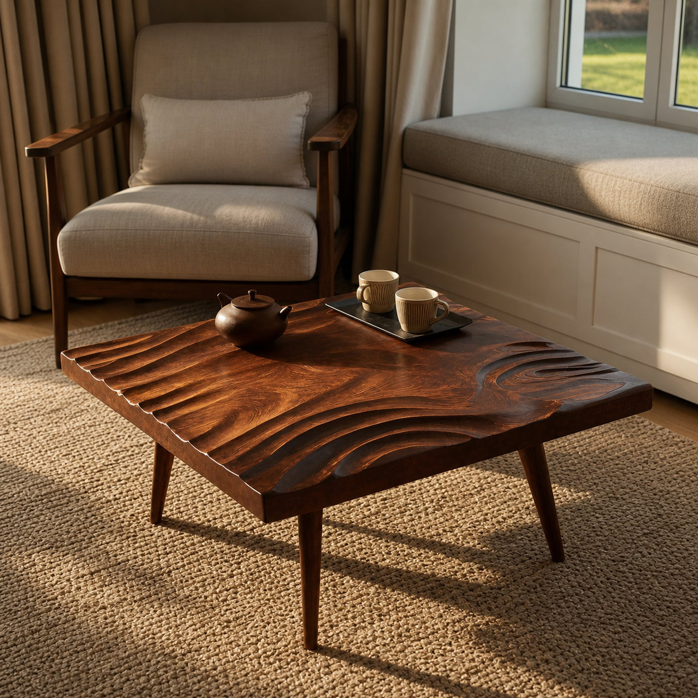 Handcrafted Irregular Solid Wood Coffee Table For Furniture Decor - product view 6