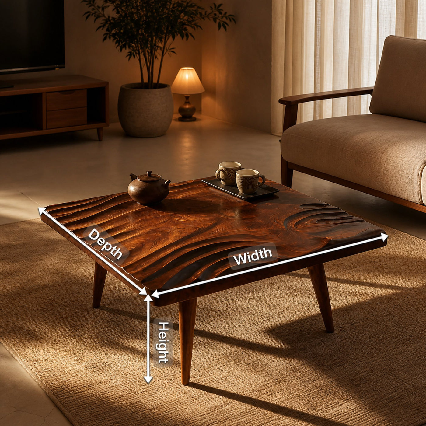 Handcrafted Irregular Solid Wood Coffee Table For Furniture Decor - product view 8