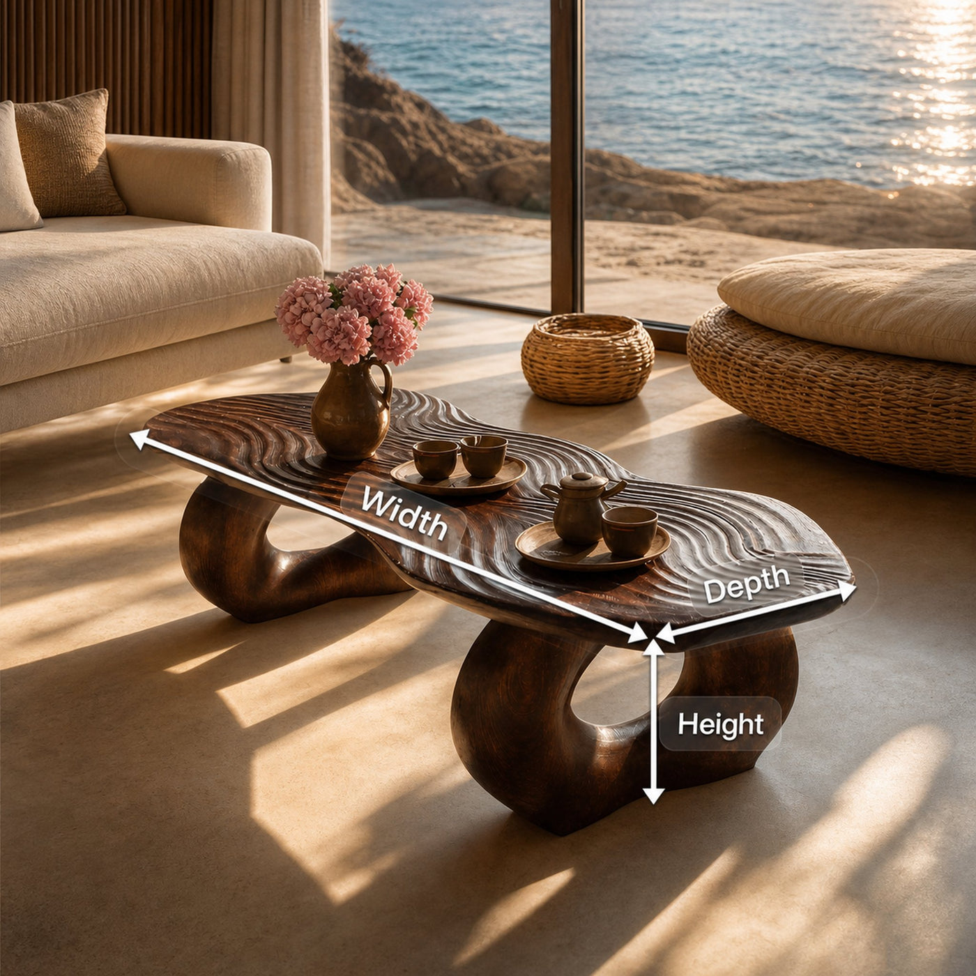 Handcrafted Live Edge Abstract Coffee Table For Living Room - product view 8