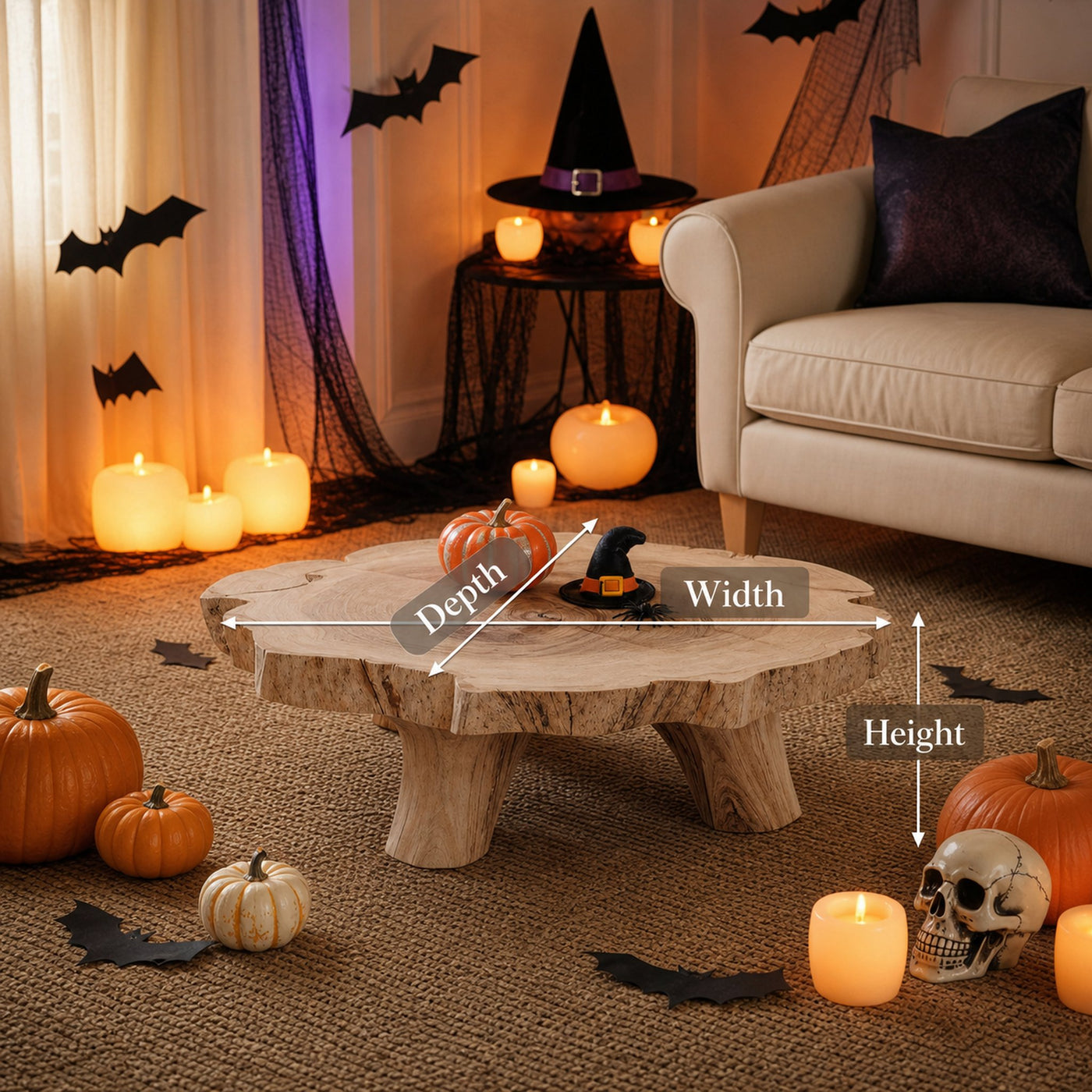 Handcrafted Live Edge Coffee Table For Furniture Decor Halloween Ideas - product view 6