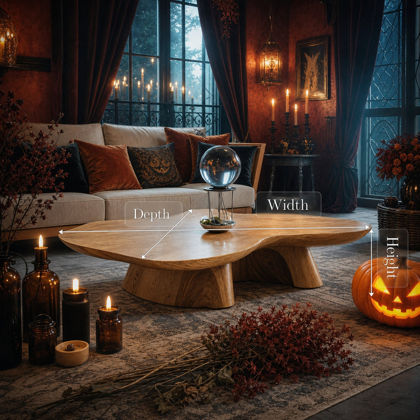 Handcrafted Live Edge Coffee Table For Living Room Halloween Style - product view 6
