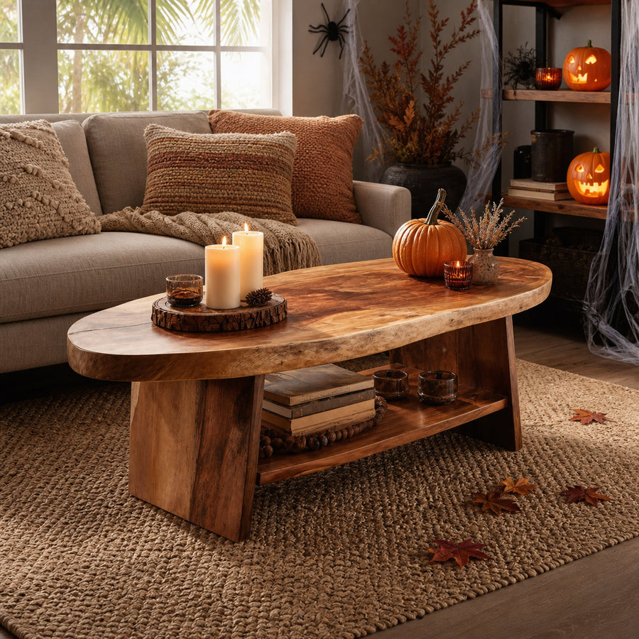 Handcrafted Live Edge Coffee Table Furniture Decor Pumpkin Season