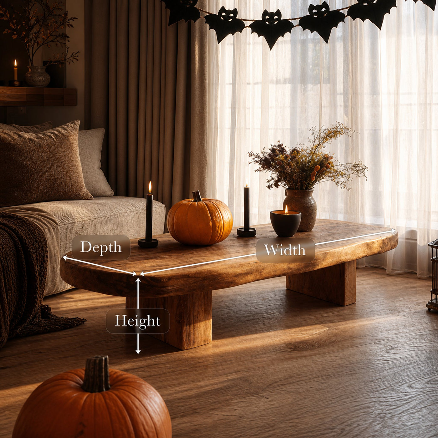 Handcrafted Live Edge Coffee Table Furniture Decor Trick Or Treat - product view 6