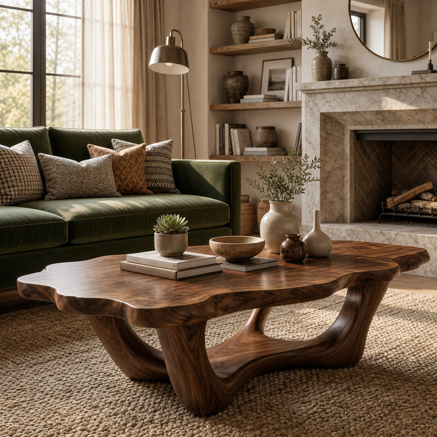 Handcrafted Live Edge Coffee Table Sculptural Design For Living Room - product view 7