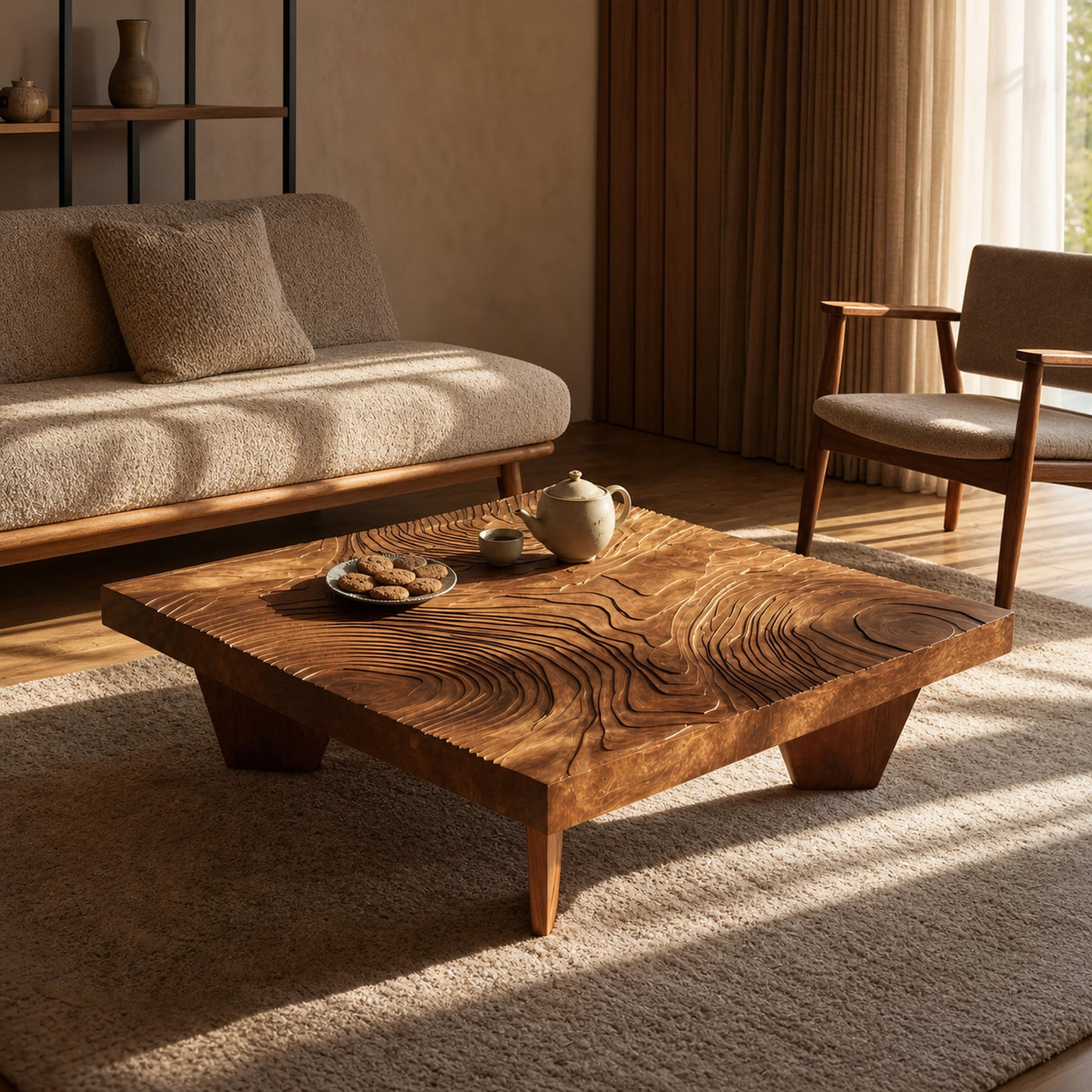 Handcrafted Live Edge Solid Wood Coffee Table For Living Room