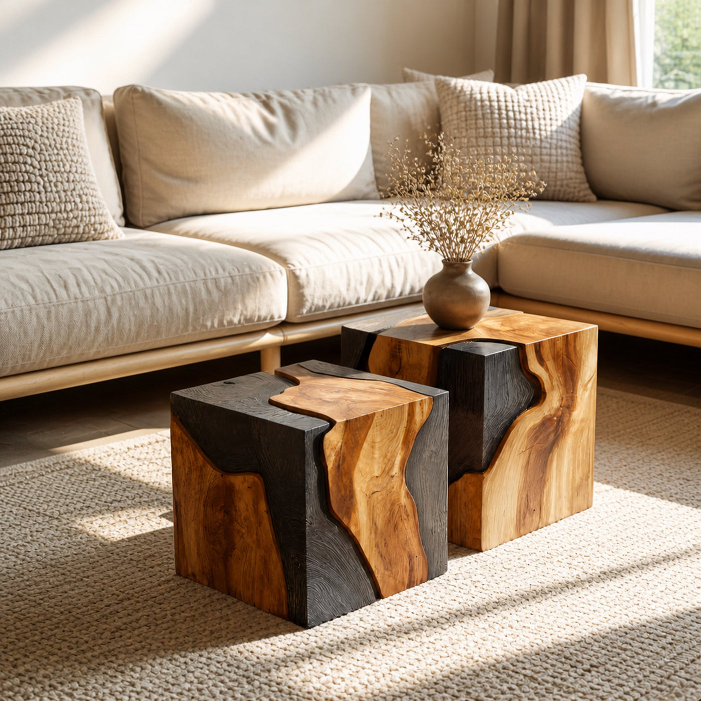 Handcrafted Low Wooden Coffee Table For Unique Living Room - product view 6