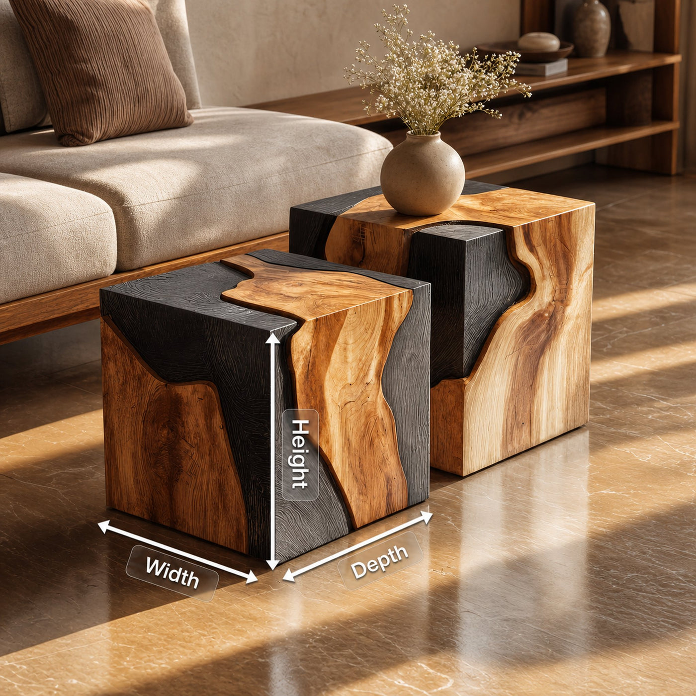 Handcrafted Low Wooden Coffee Table For Unique Living Room - product view 8