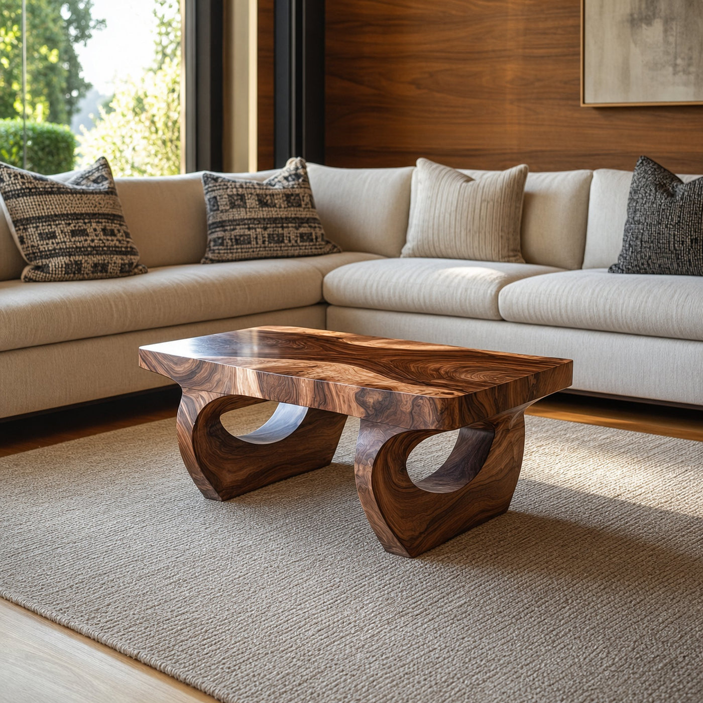 Handcrafted Mid Century Solid Wood Coffee Table Living Room
