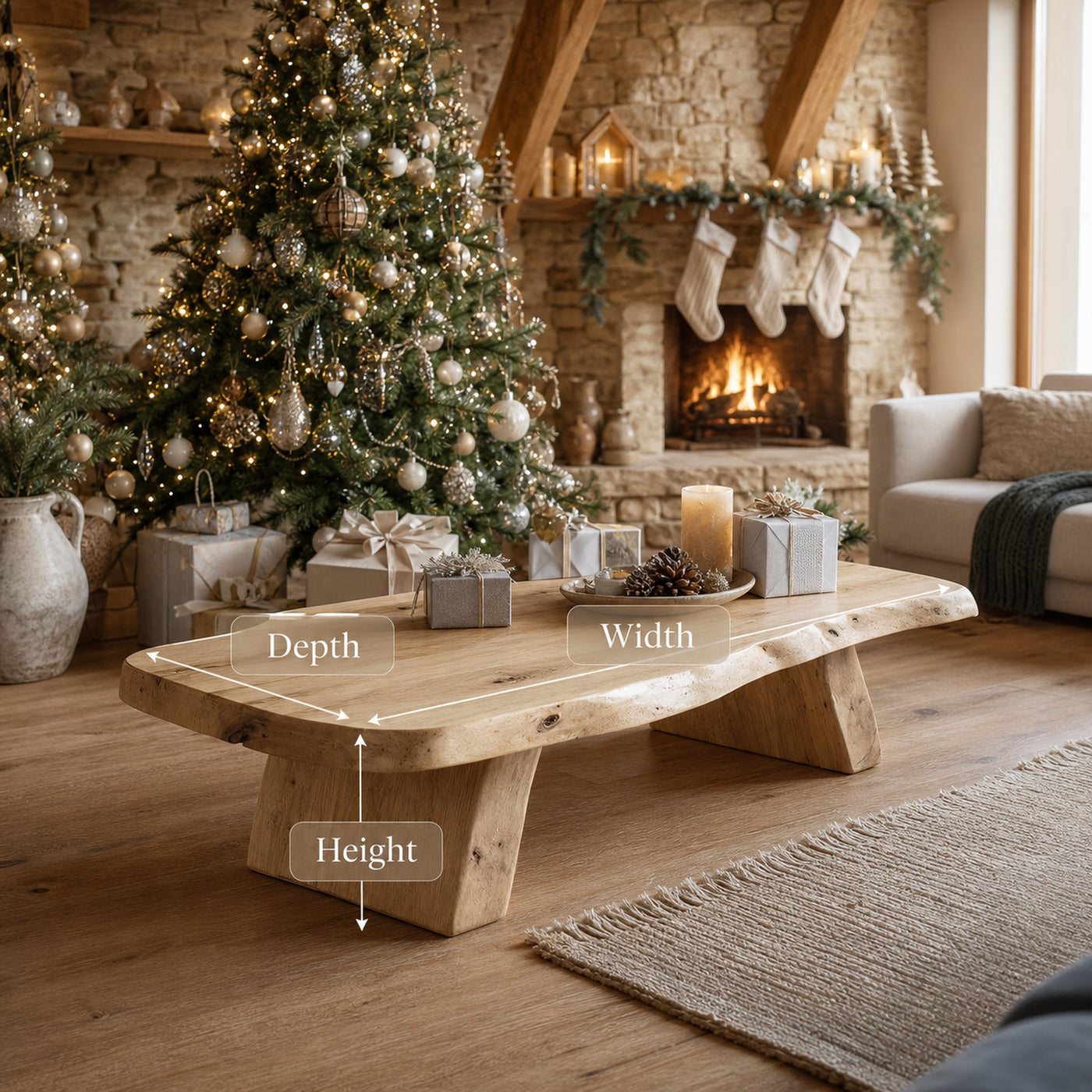 Handcrafted Modern Coffee Table Solid Wood For Christmas Living Room - product view 6